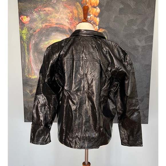 NWT Nordstrom BP. Zip up with color Shiny Pleather Faux leather jacket size M - Picture 3 of 5